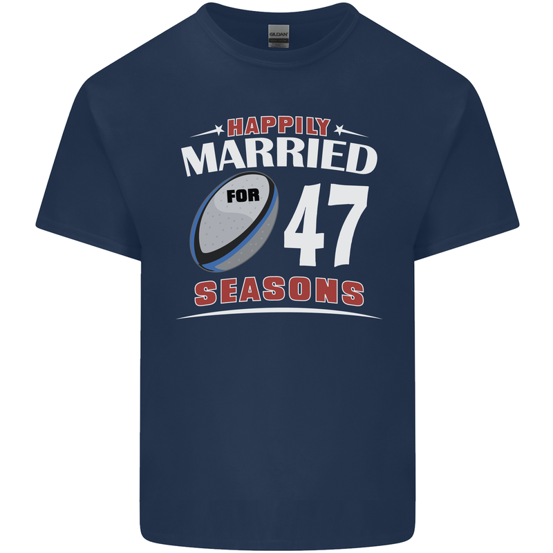 47 Year Wedding Anniversary 47th Rugby Mens Cotton T-Shirt Tee Top Navy Blue