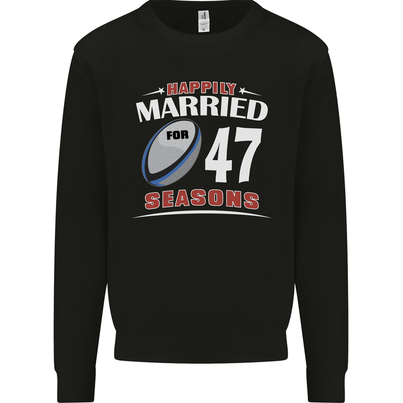 47 Year Wedding Anniversary 47th Rugby Mens Sweatshirt Jumper Black