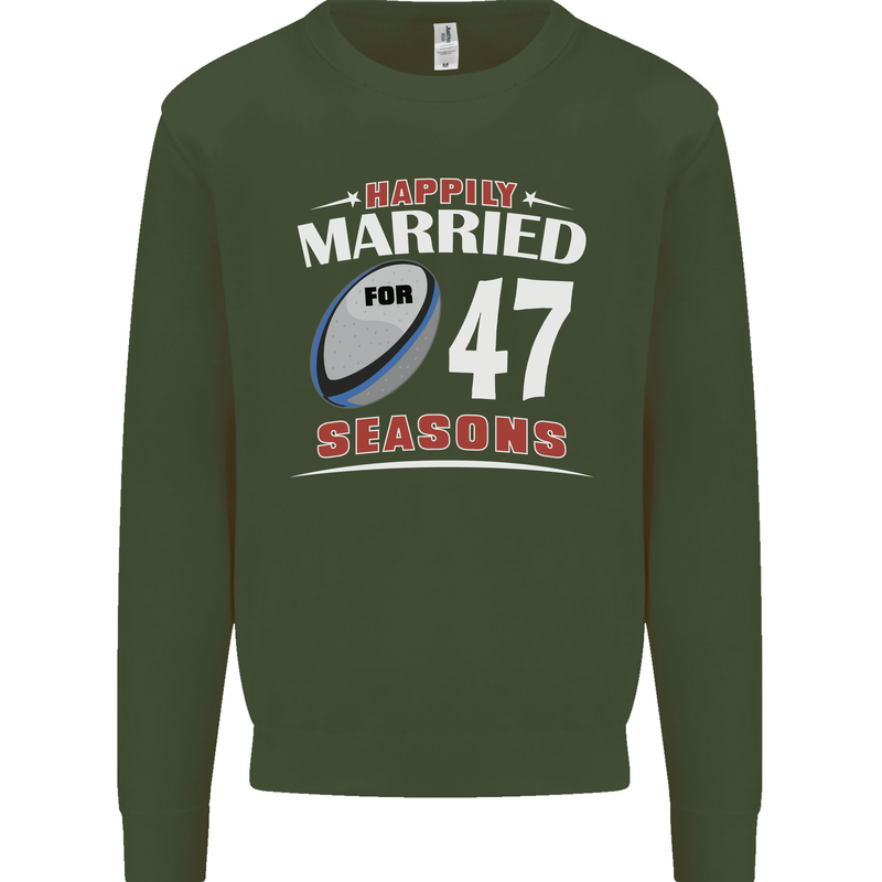 47 Year Wedding Anniversary 47th Rugby Mens Sweatshirt Jumper Forest Green