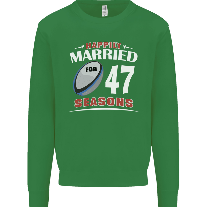 47 Year Wedding Anniversary 47th Rugby Mens Sweatshirt Jumper Irish Green
