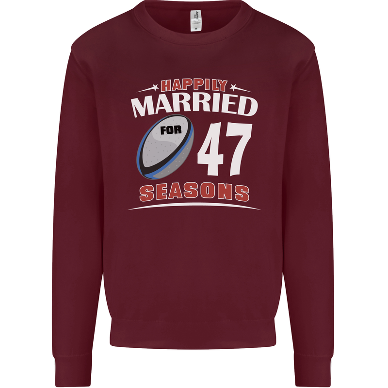 47 Year Wedding Anniversary 47th Rugby Mens Sweatshirt Jumper Maroon