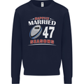 47 Year Wedding Anniversary 47th Rugby Mens Sweatshirt Jumper Navy Blue