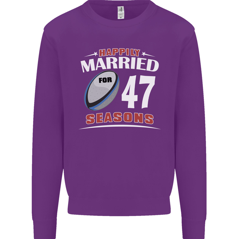 47 Year Wedding Anniversary 47th Rugby Mens Sweatshirt Jumper Purple