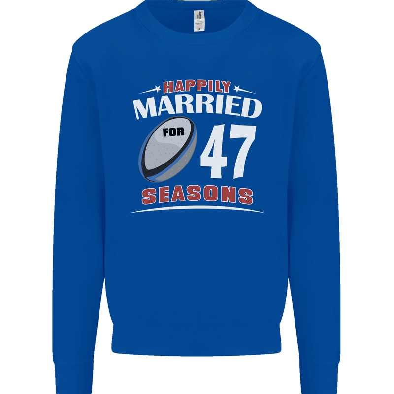 47 Year Wedding Anniversary 47th Rugby Mens Sweatshirt Jumper Royal Blue