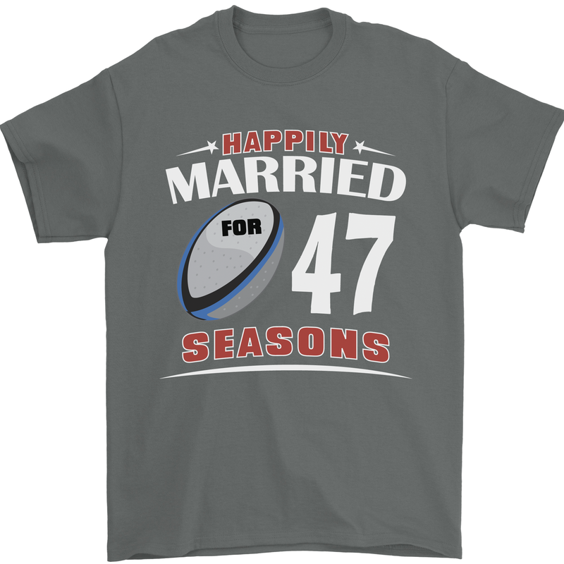 47 Year Wedding Anniversary 47th Rugby Mens T-Shirt 100% Cotton Charcoal