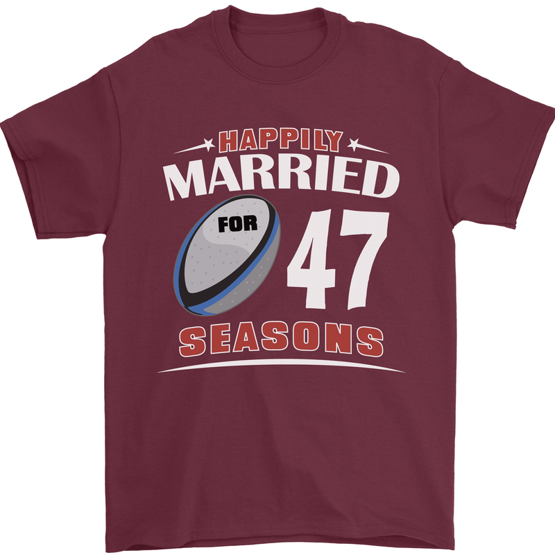 47 Year Wedding Anniversary 47th Rugby Mens T-Shirt 100% Cotton Maroon