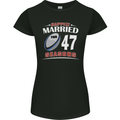 47 Year Wedding Anniversary 47th Rugby Womens Petite Cut T-Shirt Black