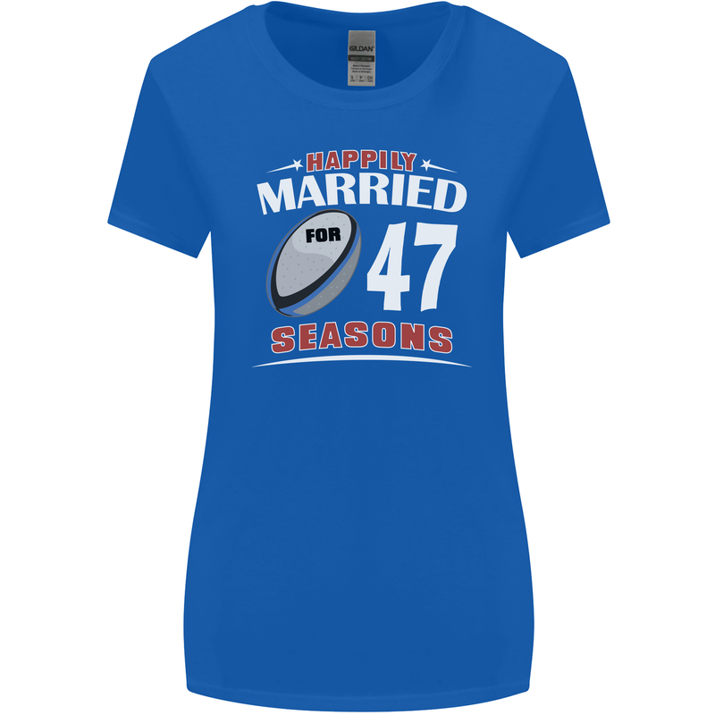 47 Year Wedding Anniversary 47th Rugby Womens Wider Cut T-Shirt Royal Blue