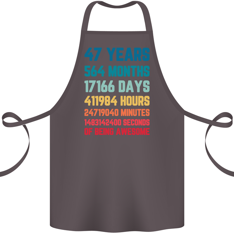 47th Birthday 47 Year Old Cotton Apron 100% Organic Dark Grey
