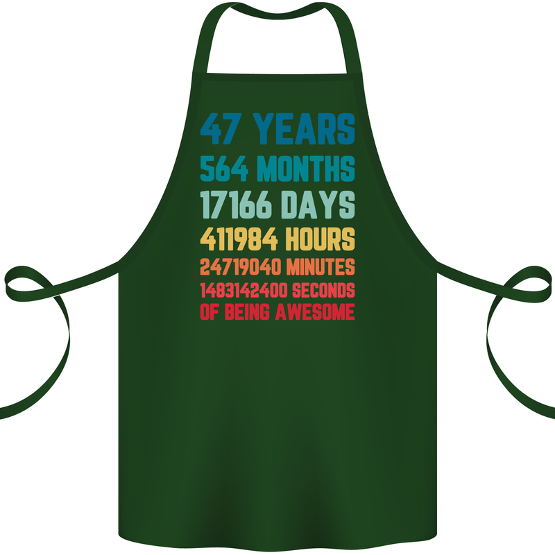 47th Birthday 47 Year Old Cotton Apron 100% Organic Forest Green