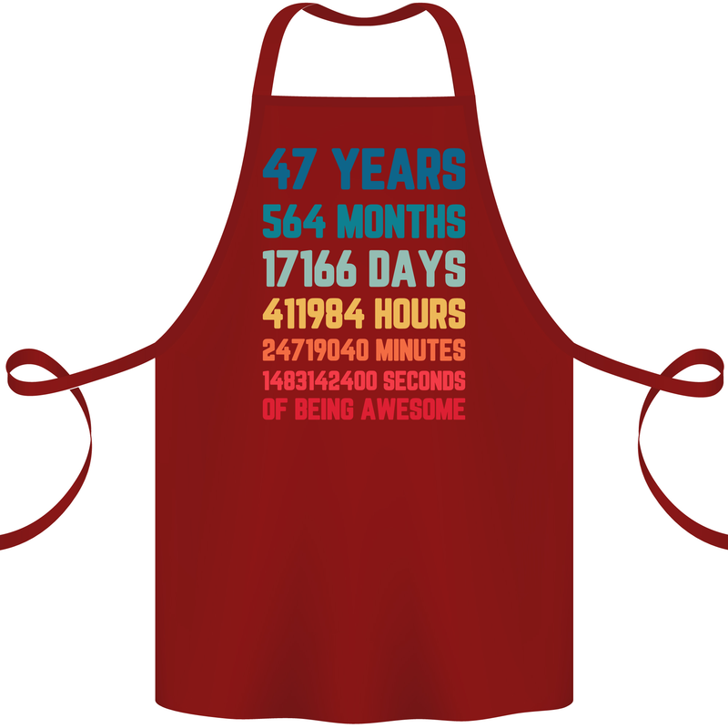 47th Birthday 47 Year Old Cotton Apron 100% Organic Maroon