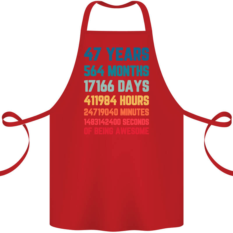 47th Birthday 47 Year Old Cotton Apron 100% Organic Red
