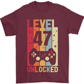 47th Birthday 47 Year Old Level Up Gamming Mens T-Shirt 100% Cotton Maroon