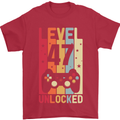 47th Birthday 47 Year Old Level Up Gamming Mens T-Shirt 100% Cotton Red