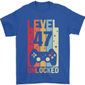 47th Birthday 47 Year Old Level Up Gamming Mens T-Shirt 100% Cotton Royal Blue