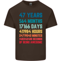 47th Birthday 47 Year Old Mens Cotton T-Shirt Tee Top Dark Chocolate
