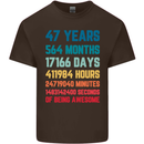 47th Birthday 47 Year Old Mens Cotton T-Shirt Tee Top Dark Chocolate
