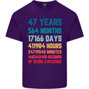 47th Birthday 47 Year Old Mens Cotton T-Shirt Tee Top Purple