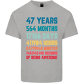 47th Birthday 47 Year Old Mens Cotton T-Shirt Tee Top Sports Grey