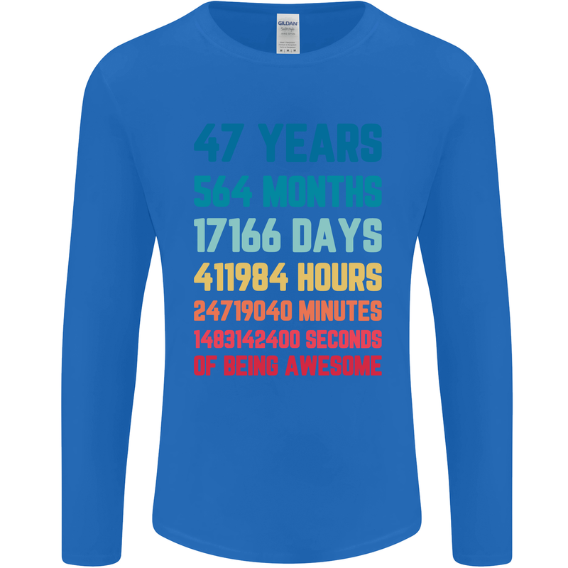 47th Birthday 47 Year Old Mens Long Sleeve T-Shirt Royal Blue
