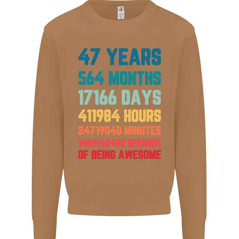 47th Birthday 47 Year Old Mens Sweatshirt Jumper Caramel Latte