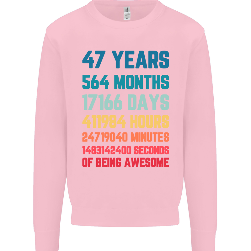 47th Birthday 47 Year Old Mens Sweatshirt Jumper Light Pink