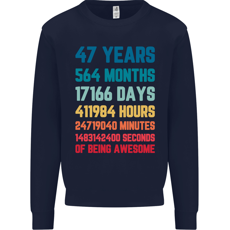 47th Birthday 47 Year Old Mens Sweatshirt Jumper Navy Blue