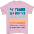 47th Birthday 47 Year Old Mens T-Shirt 100% Cotton Light Pink
