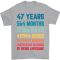 47th Birthday 47 Year Old Mens T-Shirt 100% Cotton Sports Grey