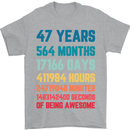 47th Birthday 47 Year Old Mens T-Shirt 100% Cotton Sports Grey