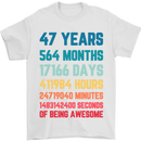 47th Birthday 47 Year Old Mens T-Shirt 100% Cotton White
