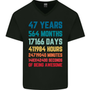 47th Birthday 47 Year Old Mens V-Neck Cotton T-Shirt Black