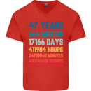 47th Birthday 47 Year Old Mens V-Neck Cotton T-Shirt Red