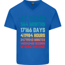 47th Birthday 47 Year Old Mens V-Neck Cotton T-Shirt Royal Blue