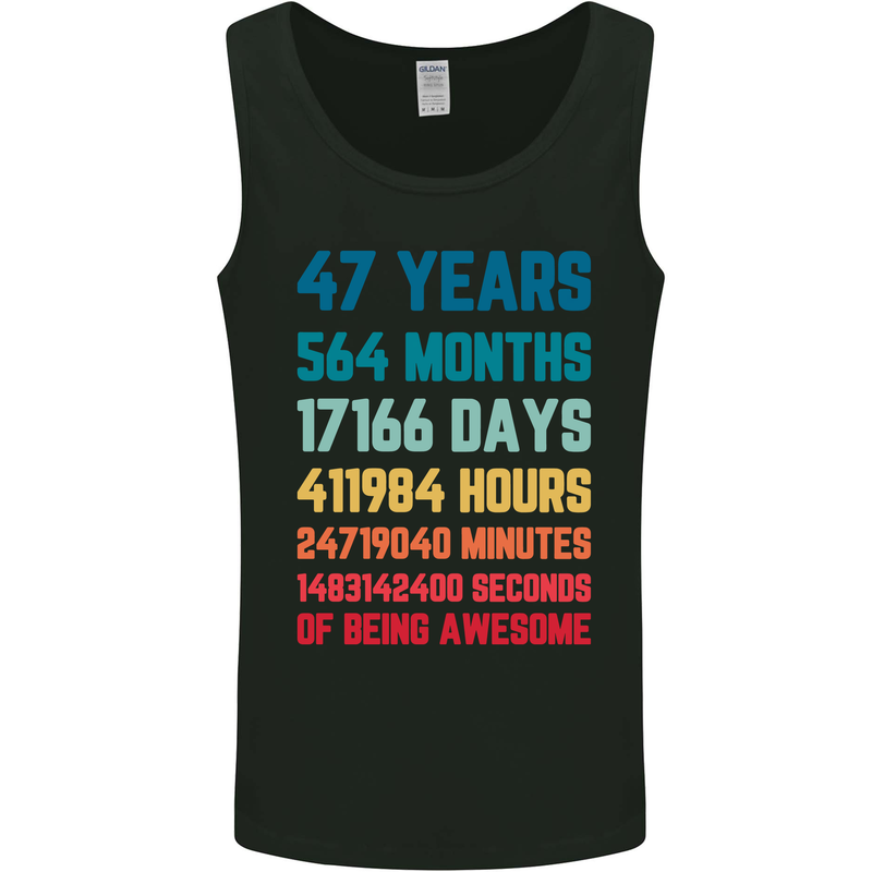 47th Birthday 47 Year Old Mens Vest Tank Top Black
