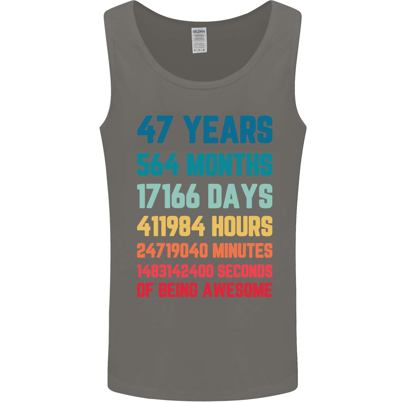 47th Birthday 47 Year Old Mens Vest Tank Top Charcoal