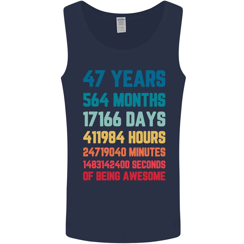 47th Birthday 47 Year Old Mens Vest Tank Top Navy Blue