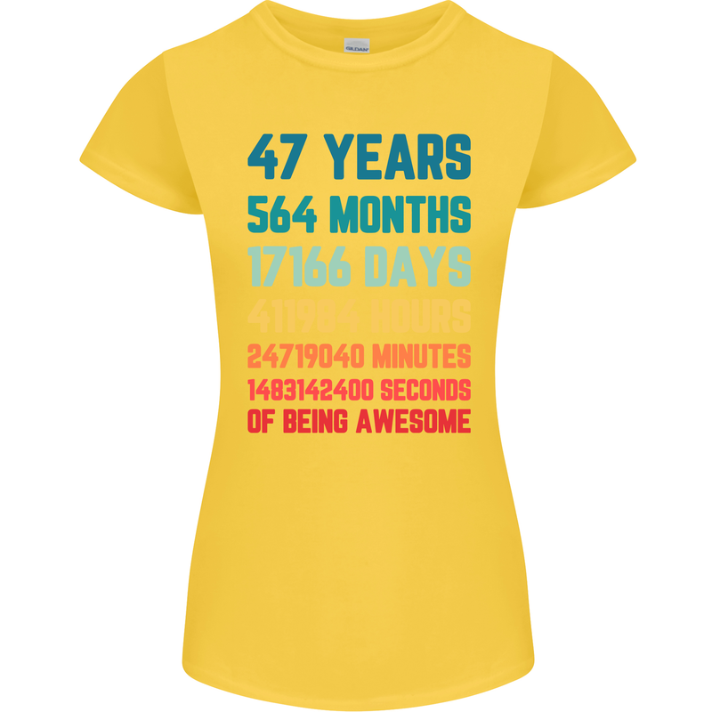 47th Birthday 47 Year Old Womens Petite Cut T-Shirt Yellow
