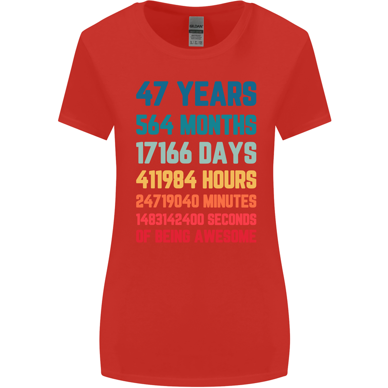 47th Birthday 47 Year Old Womens Wider Cut T-Shirt Red