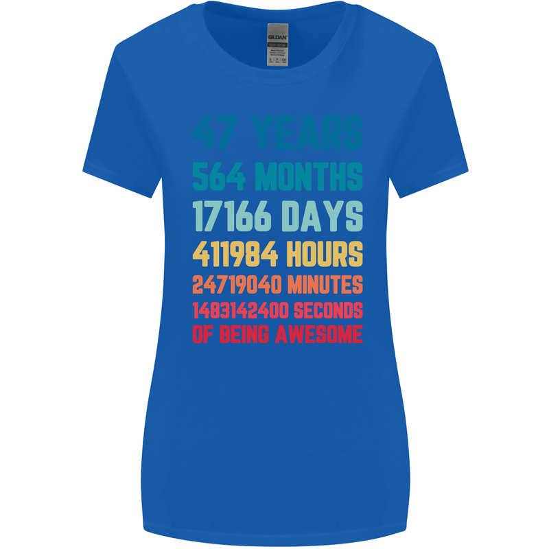 47th Birthday 47 Year Old Womens Wider Cut T-Shirt Royal Blue