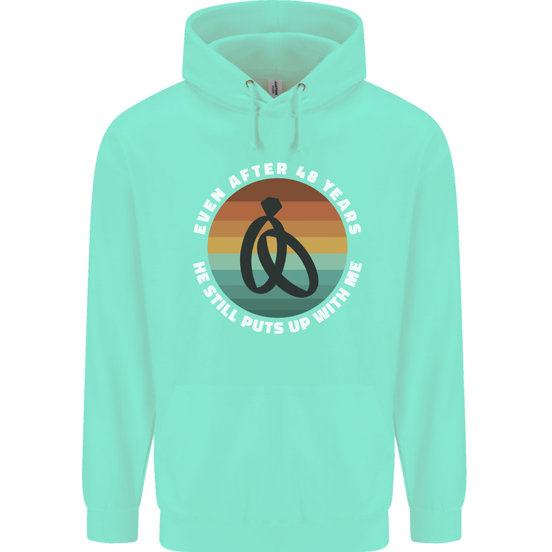 48 Year Wedding Anniversary 48th Marriage Mens 80% Cotton Hoodie Peppermint
