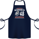 48 Year Wedding Anniversary 48th Rugby Cotton Apron 100% Organic Navy Blue