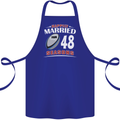 48 Year Wedding Anniversary 48th Rugby Cotton Apron 100% Organic Royal Blue