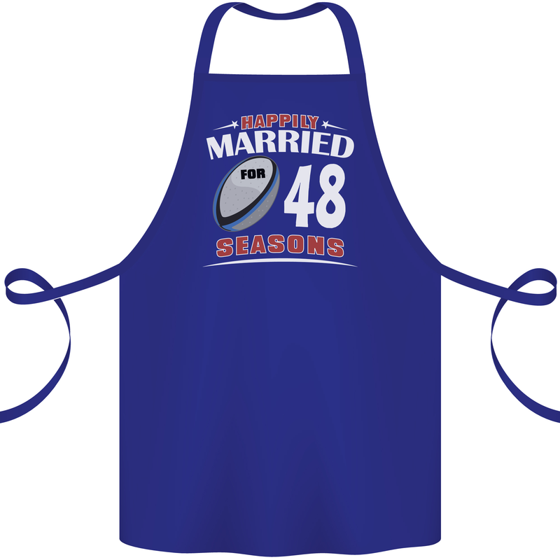 48 Year Wedding Anniversary 48th Rugby Cotton Apron 100% Organic Royal Blue
