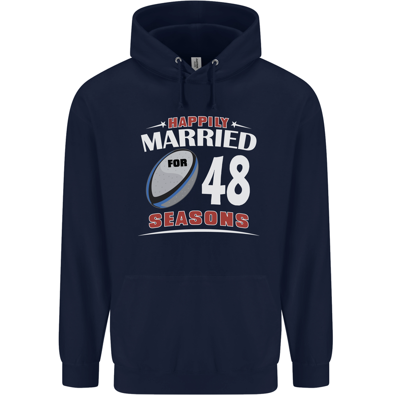 48 Year Wedding Anniversary 48th Rugby Mens 80% Cotton Hoodie Navy Blue