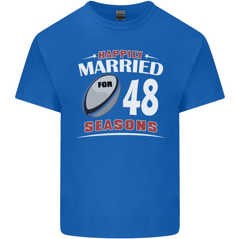 48 Year Wedding Anniversary 48th Rugby Mens Cotton T-Shirt Tee Top Royal Blue