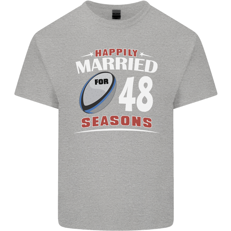48 Year Wedding Anniversary 48th Rugby Mens Cotton T-Shirt Tee Top Sports Grey