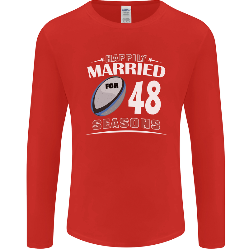 48 Year Wedding Anniversary 48th Rugby Mens Long Sleeve T-Shirt Red