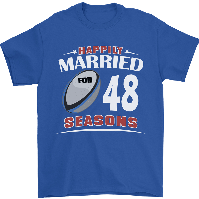 48 Year Wedding Anniversary 48th Rugby Mens T-Shirt 100% Cotton Royal Blue