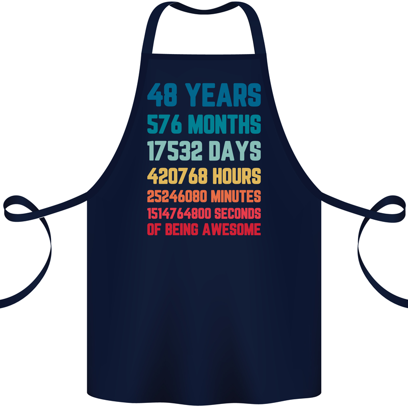 48th Birthday 48 Year Old Cotton Apron 100% Organic Navy Blue